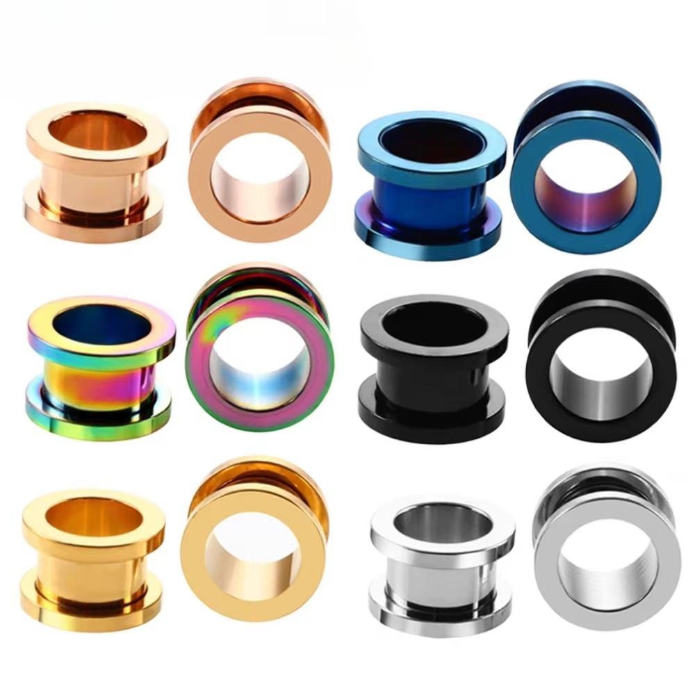 4 шт. Комбинированные разноцветные стальные плаги для пирсинга ушей, размер 8g (3mm) - 1" (25мм) Тоннель для уха, экспандер, на резьбе