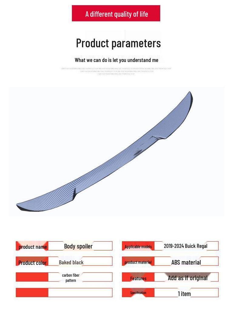 Painted Blade Style Rear Spoiler for Buick New Regal 17-24 Models - No-Drill Installation