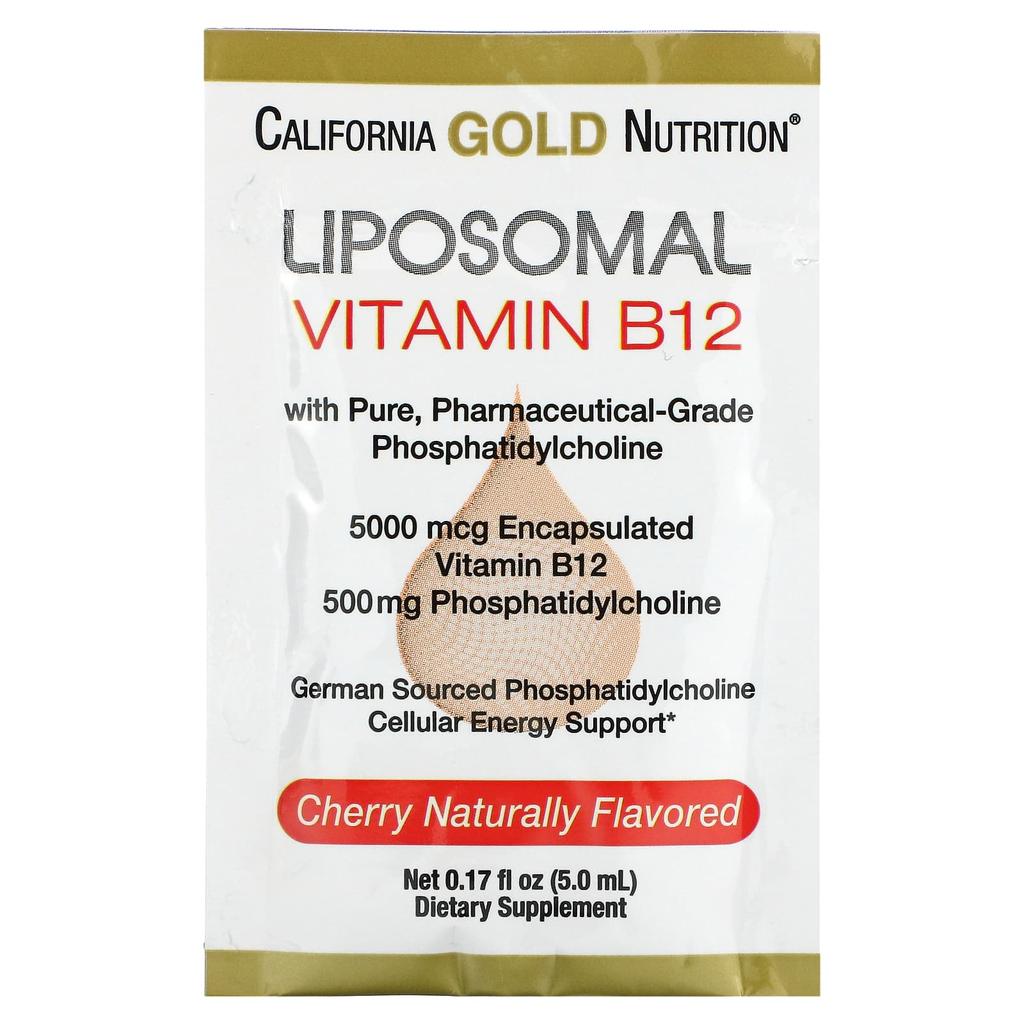 California Gold Nutrition Липосомальный витамин B12, 30 пакетиков, 0,17 жидких унций (5 мл) за упаковку