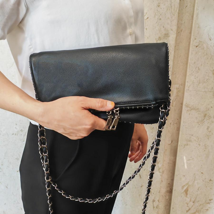 PU Leather Crossbody Bag for Women Lady Shoulder Bag Large Capacity Classic Black Envelope Bag Design Envelope