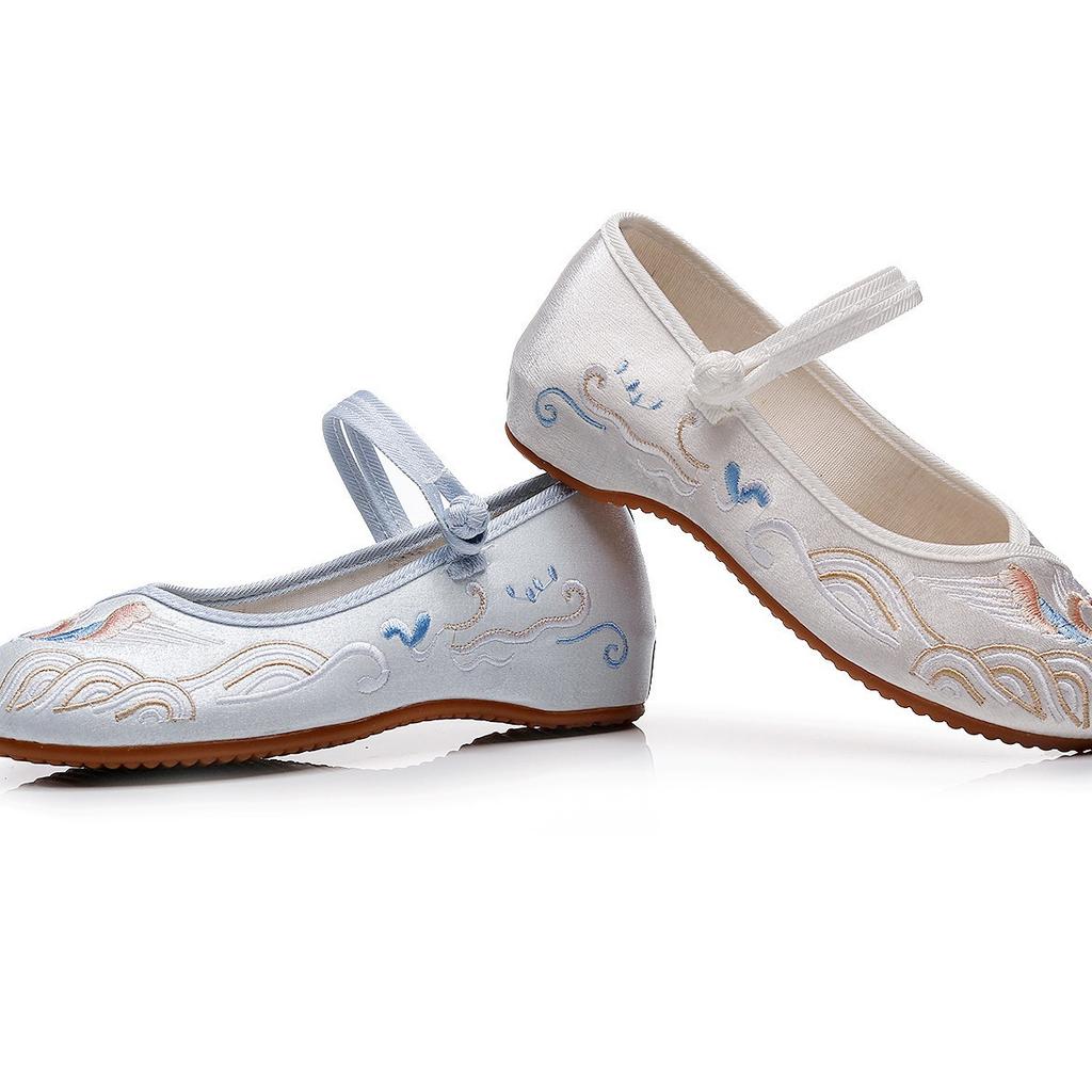 Сяньлу, новый летний продукт, элементы Хан, мерсеризованный сатин, ретро ципао, туфли для старинного платья, туфли для ханьфу, женские туфли-лодочки.