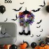 Halloween Witch Hat Long Legs Pumpkins Wreath Door Hanging Haunted House Horror Wreath Decoration Pendant Layout Props