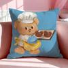 Character BButter Bear Cushion Cover Breathable Linen Pillowcase Summer Odorless EcoFriendly Invisible Zipper Washable