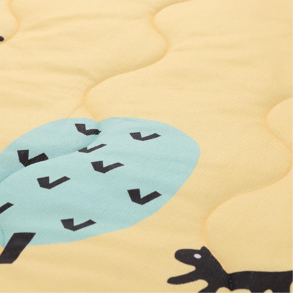 Nishikawa Atsuko Matano Quilt Blanket, Single, Washable, Fluffy Sheepskin Boa, MT3653, Cat and Tree Design, Yellow, FE03903026