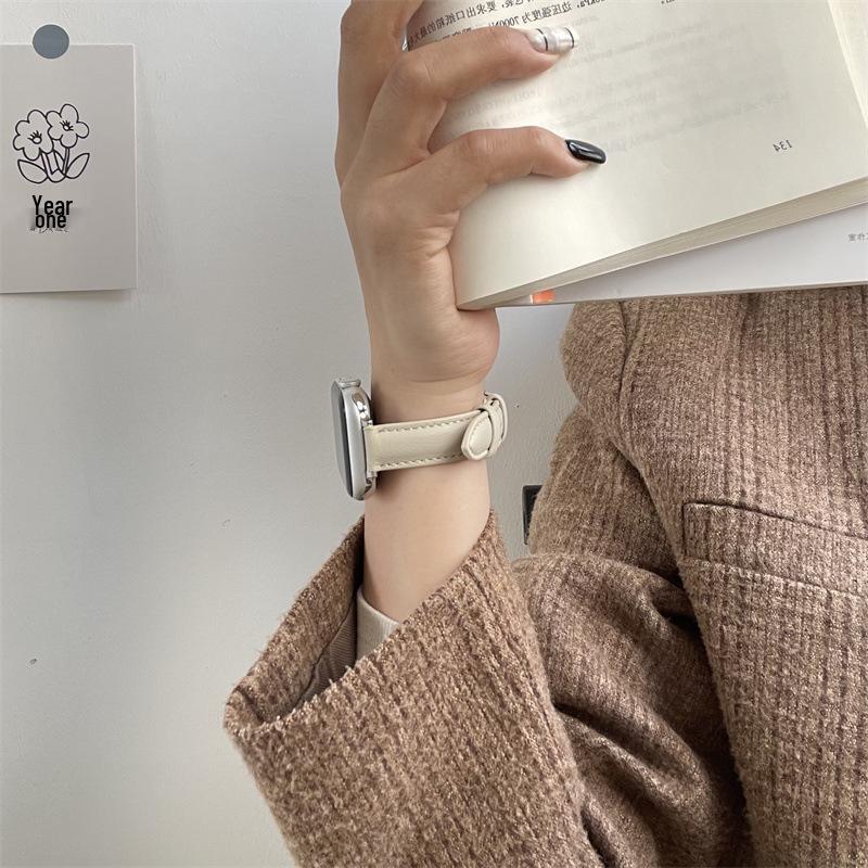 Совместимый ремешок из кожи ягненка Starlight с рисунком личи для Apple Watch Series iWatch 3-9, SE