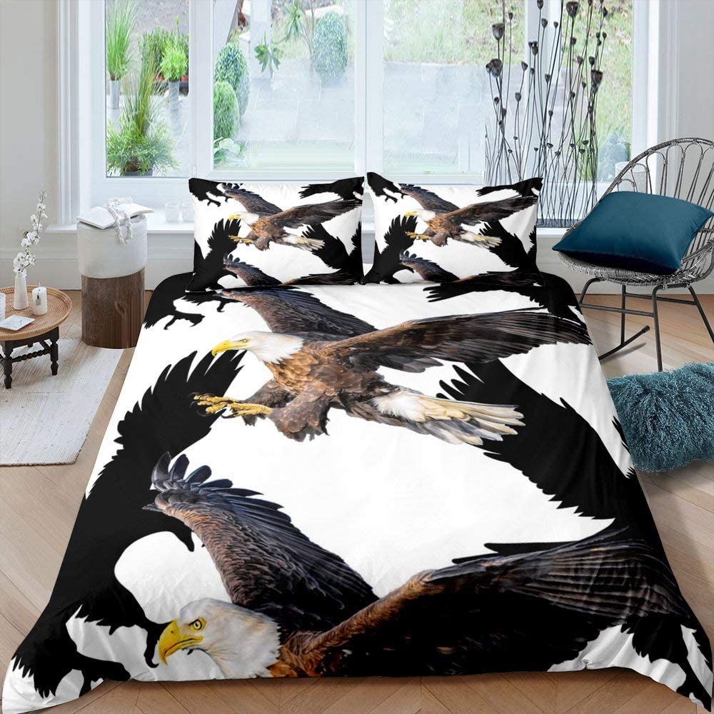 Eagle Duvet Cover Set Wild Animal Pattern Polyester Comforter Cover King Queen Full Twin Size For Kids Teens Adults Bedding Set