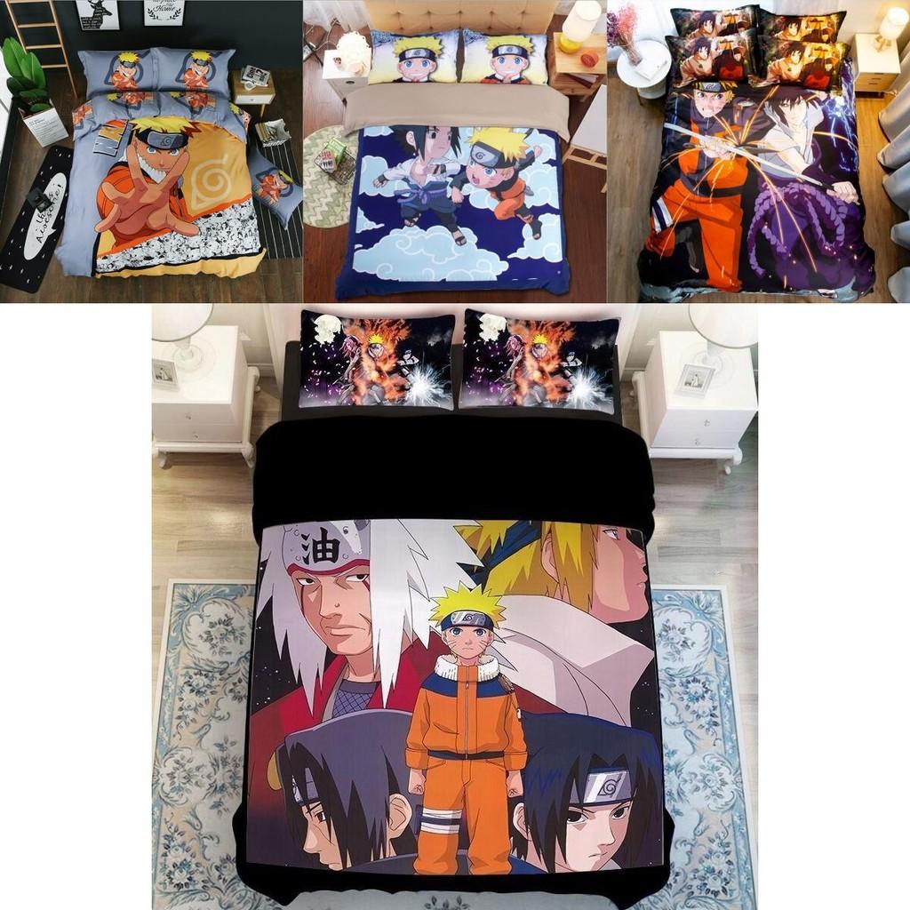 Naruto Comic Pattern Bedding Set Duvet Cover And Pillowcases Soft Lightweight For Students