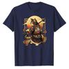 Samurai Cat ADHD Work Neat TShirt Funny Japanese Style Graphic Tee for Unisex Short Sleeve Casual Top Unique Parody Gift Present