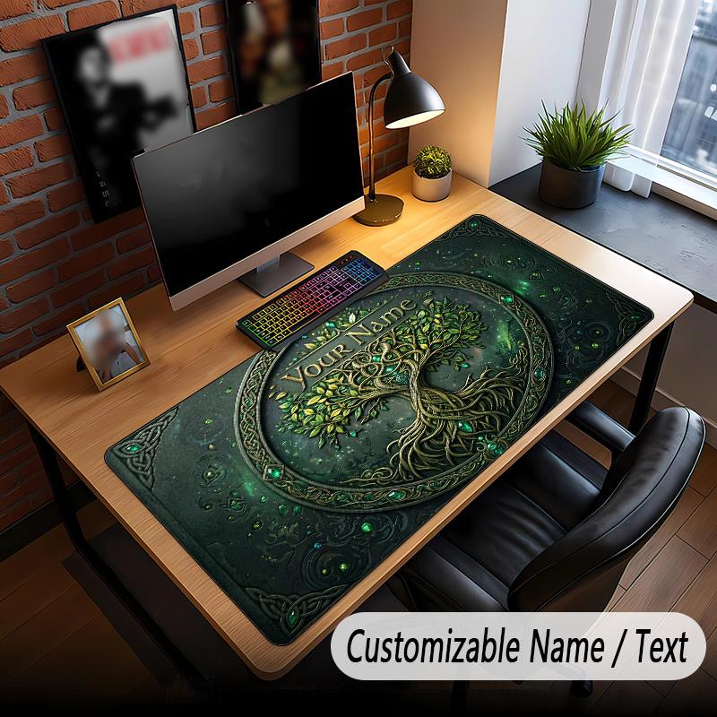 Tree of Life Theme Custom Mouse Pad Personalized With Name Text Customized Desk Mat For Office Home Decor