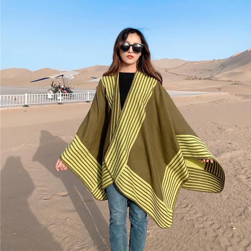 21 Style Big Pendulum Cloak With Hat Arabic Poncho Women Leopard Pocket Shawl Cape Knitted Middle East Split Thick Warm Blanket