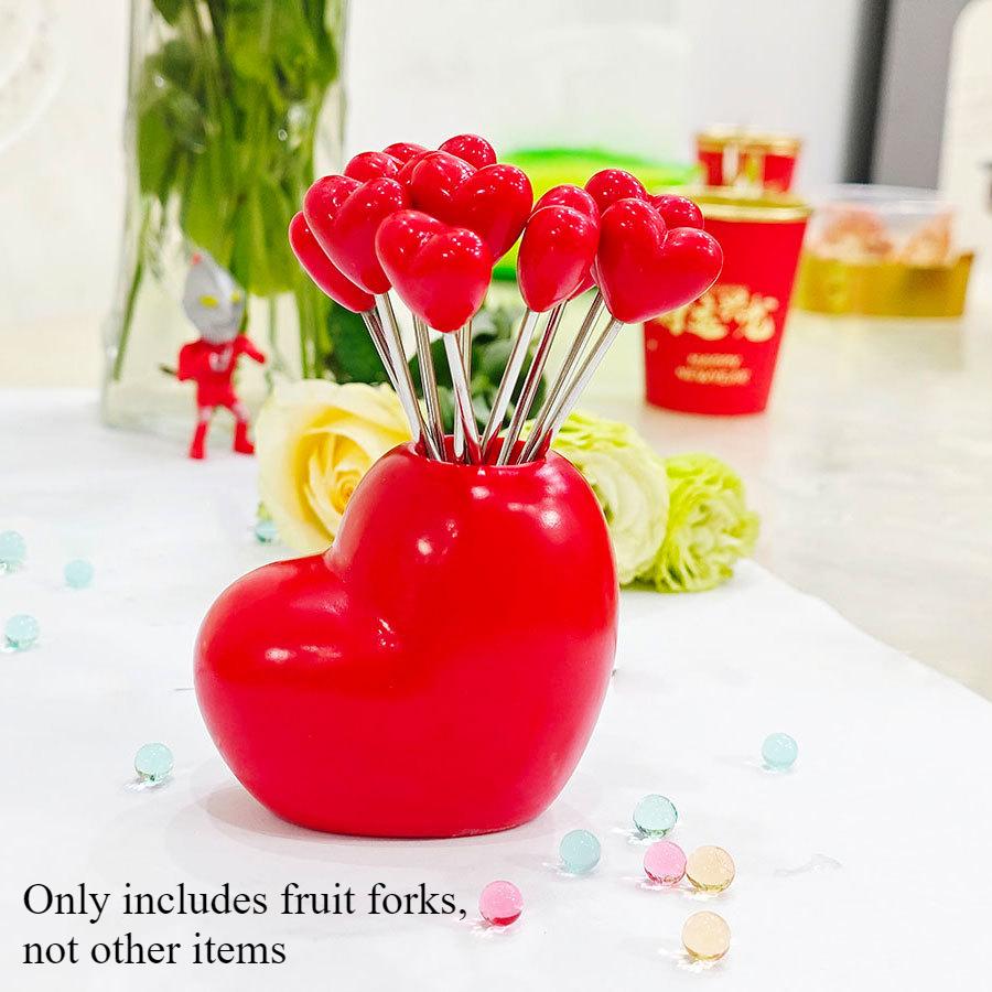 11 шт. набор вилок Love Fruit Fork для дома, гостиной, рабочего стола, из нержавеющей стали, украшение для фруктов, симпатичная вилка для клубники и капусты