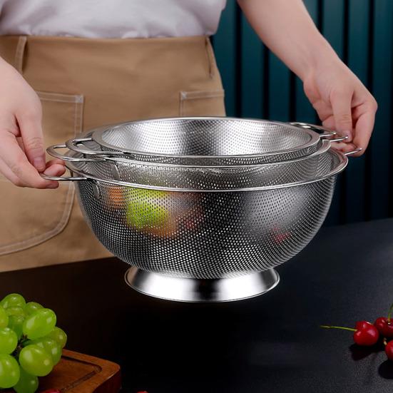 Дуршлаг для кухни, корзина с двумя ушами, большая емкость, пищевой, без BPA, можно мыть в посудомоечной машине, устойчивый к ржавчине, сито для фруктов и овощей