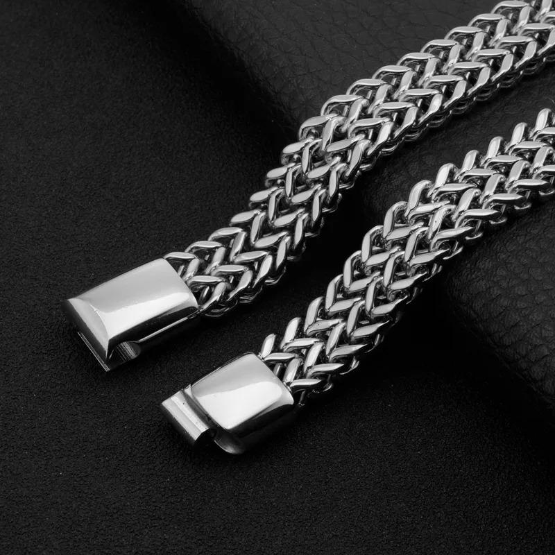 Men Bracelets Hip Hop Stainless Steel Double Cuban Chain Gift Jewelry