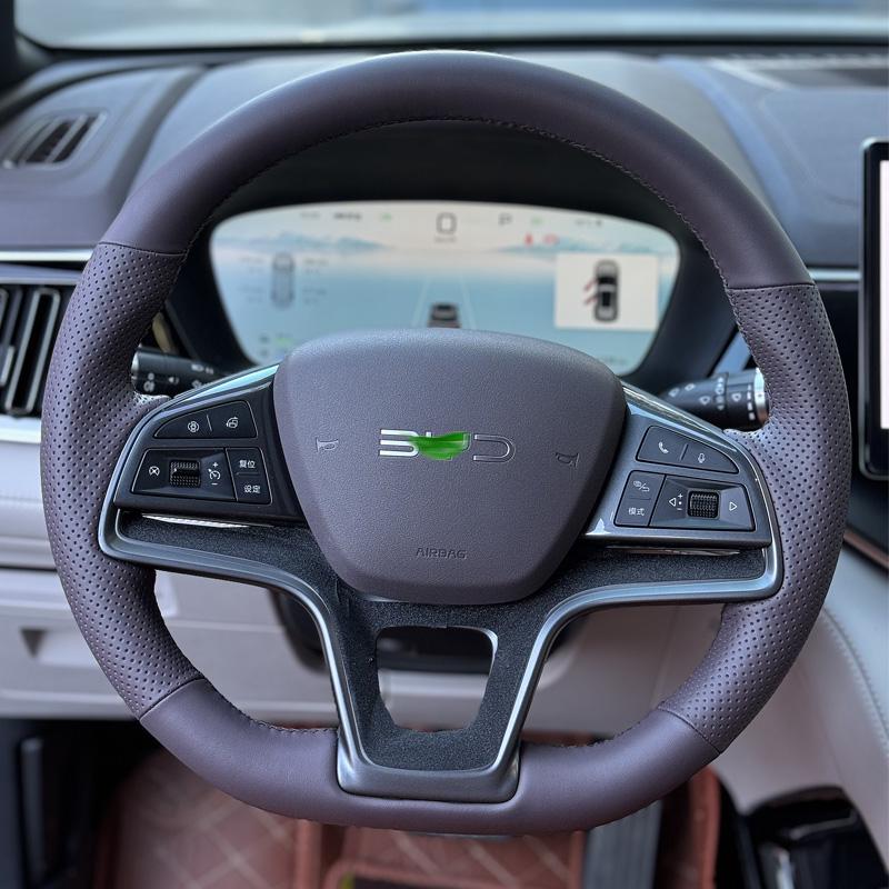 Hand-Stitched Steering Wheel Cover for BYD Song Plus/Pro & Qin Plus New Energy Models