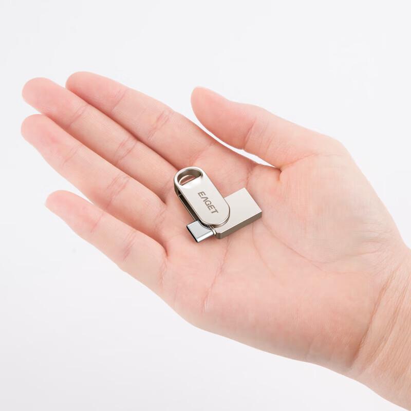 EAGET HT10 Двухпортовая металлическая USB-флешка с интерфейсом Type-C и USB 3.2, вращающаяся