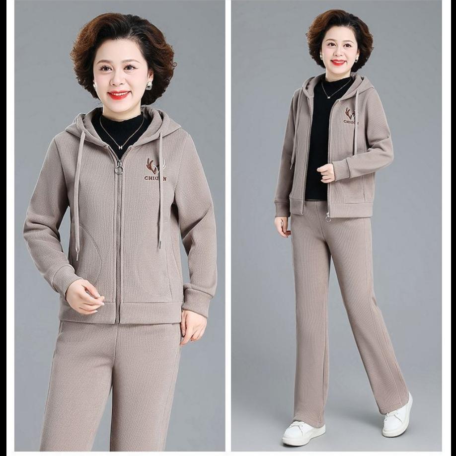 Плюшевая Толстая Куртка Повседневный Западный Стиль Женский Свитер Спортивный Костюм Осень и Зима Костюм-Двойка