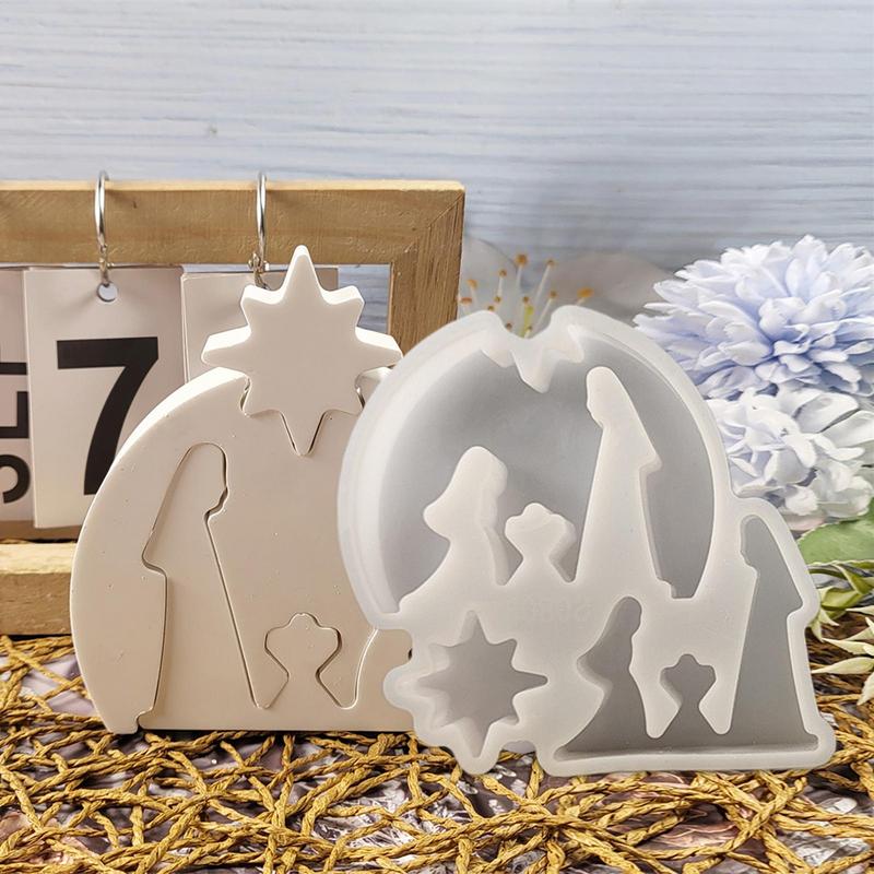 Nativity Scene Mold Nativity Resin Mold Ornament Nativity Manger Silicone Mold Decorative Nativity Scene For Holiday Decor