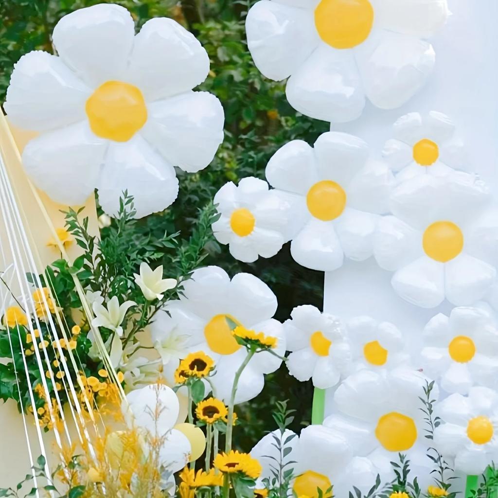 20pcs Daisy Balloons Huge White Flower Aluminum Foil Balloons for Birthday Baby Shower Wedding Daisy Party Decorations Supplies