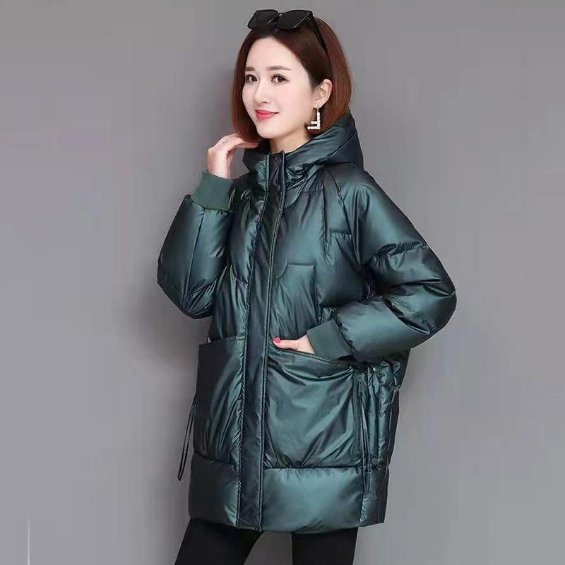 Autumn Winter Thicken Warm Long Parka Women Solid Color Loose Puffer Hooded Coat Jackets Outwear