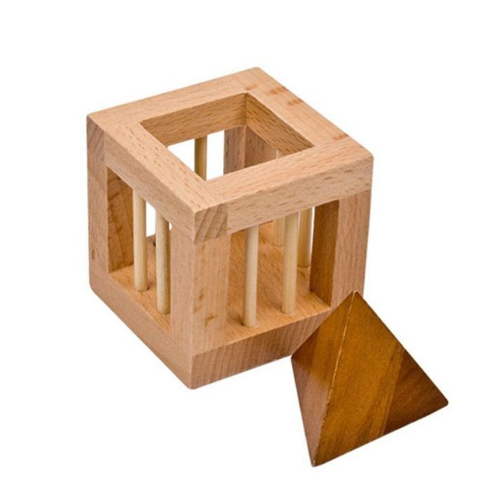 Triangle Wooden Brain Teaser Puzzle Cage Unlock Cage Apart Triangle Luban Lock Adult Kids Toys