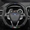 BAYY3 Ford ST EXPLORER EDGE Fiesta Focus Mondeo F150 Fusion Mustang Kuga Ranger Автомобильная противоскользящая замшевая накладка на руль из углеродного волокна