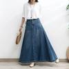Длинная джинсовая юбка больших размеров, женская осенняя тонкая драпировка, полудлинная юбка-зонтик А-силуэта с высокой талией
