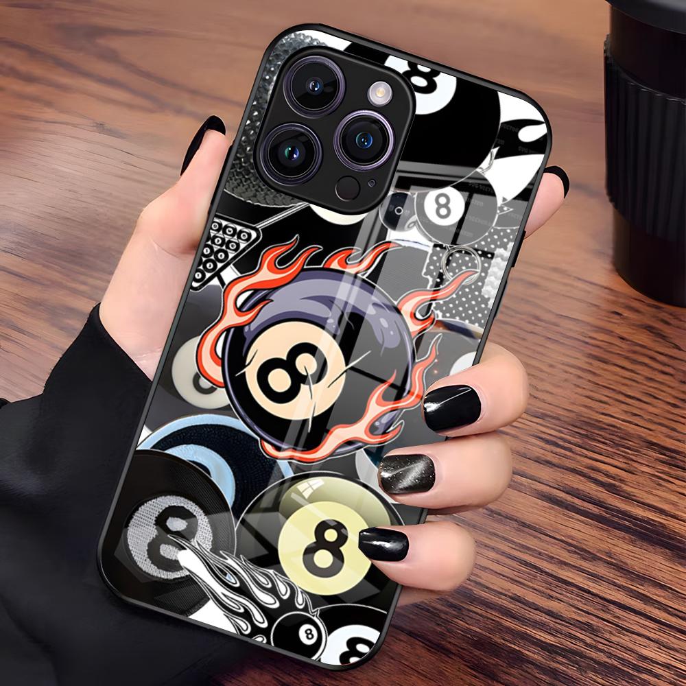 Модный Бильярдный Номер 8 Чехол для Телефона Для IPhone 17 Pro Max 15 Pro 16 14 Plus 12 13 Mini 11 Pro Ударопрочный Стеклянный Чехол