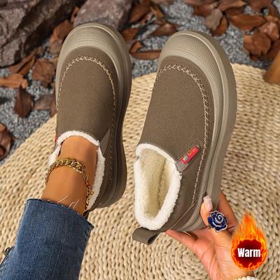 Женские зимние ботинки-слипоны Теплая коричневая обувь с амортизирующей стелькой и нескользящей подошвой из ПВХ Уютная обувь для дома и улицы