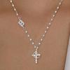 Cross Shape Letter Necklace Women Gold Plated Copper Pendant Versatile Fashion Jewelry