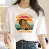 Capybara T Shirt Women Print Summer White Top Cotton T-shirt Graphic Tees Women Vintage Streetwear 90s Plus Size Tshirt Female