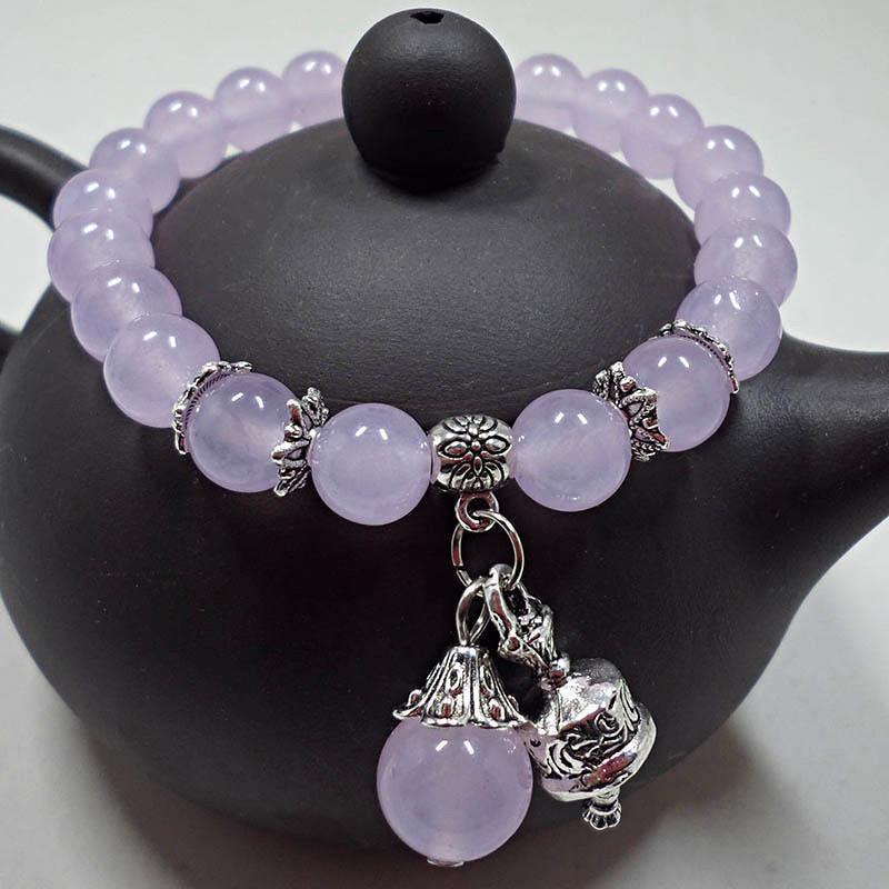 Natural Crystal Bracelets Chalcedony Stone Bracelet Women Ethnic Style Ladies Fashion Handmade Beaded Hand Jewelry