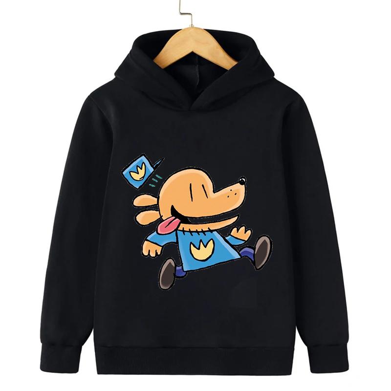 Fall and Winter Children's Comfortable Warm Hoodie Cartoon Fun Dog Man Print Boys Girls Casual Fashion Long Sleeve Top