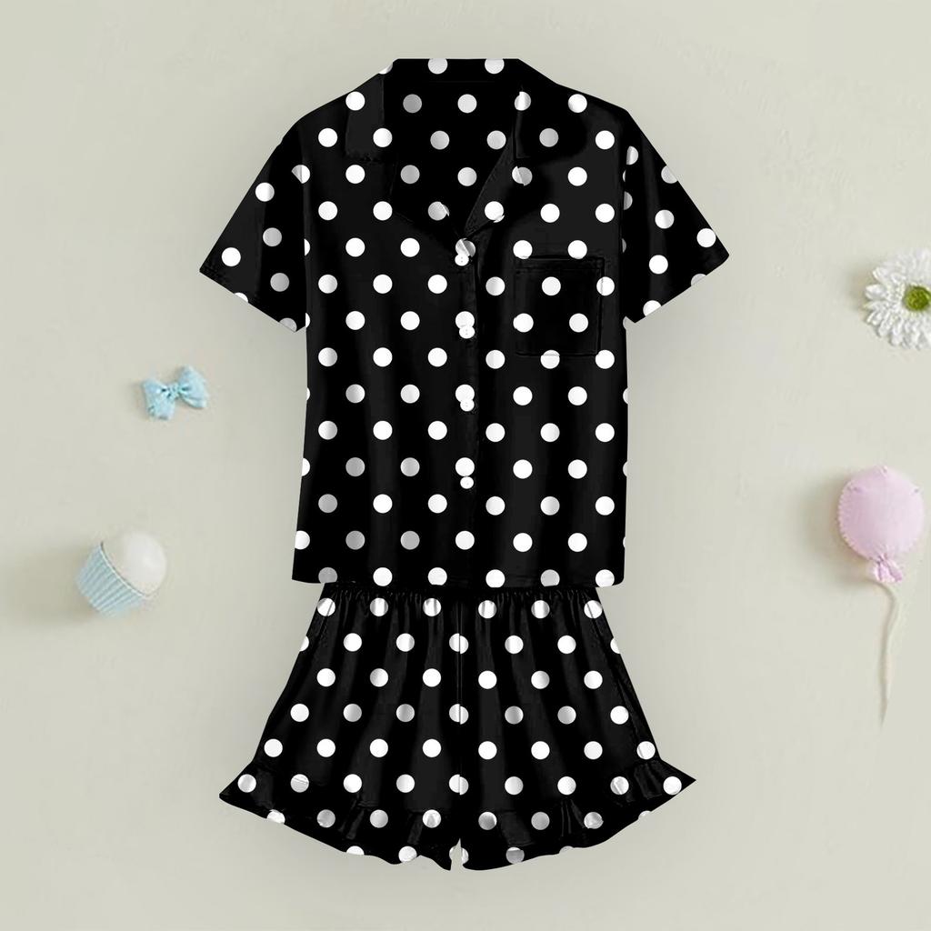 Детская домашняя одежда Пижамный комплект Топ с коротким рукавом Шорты Комплект из двух предметов Верхняя одежда Игровой кардиган Одежда