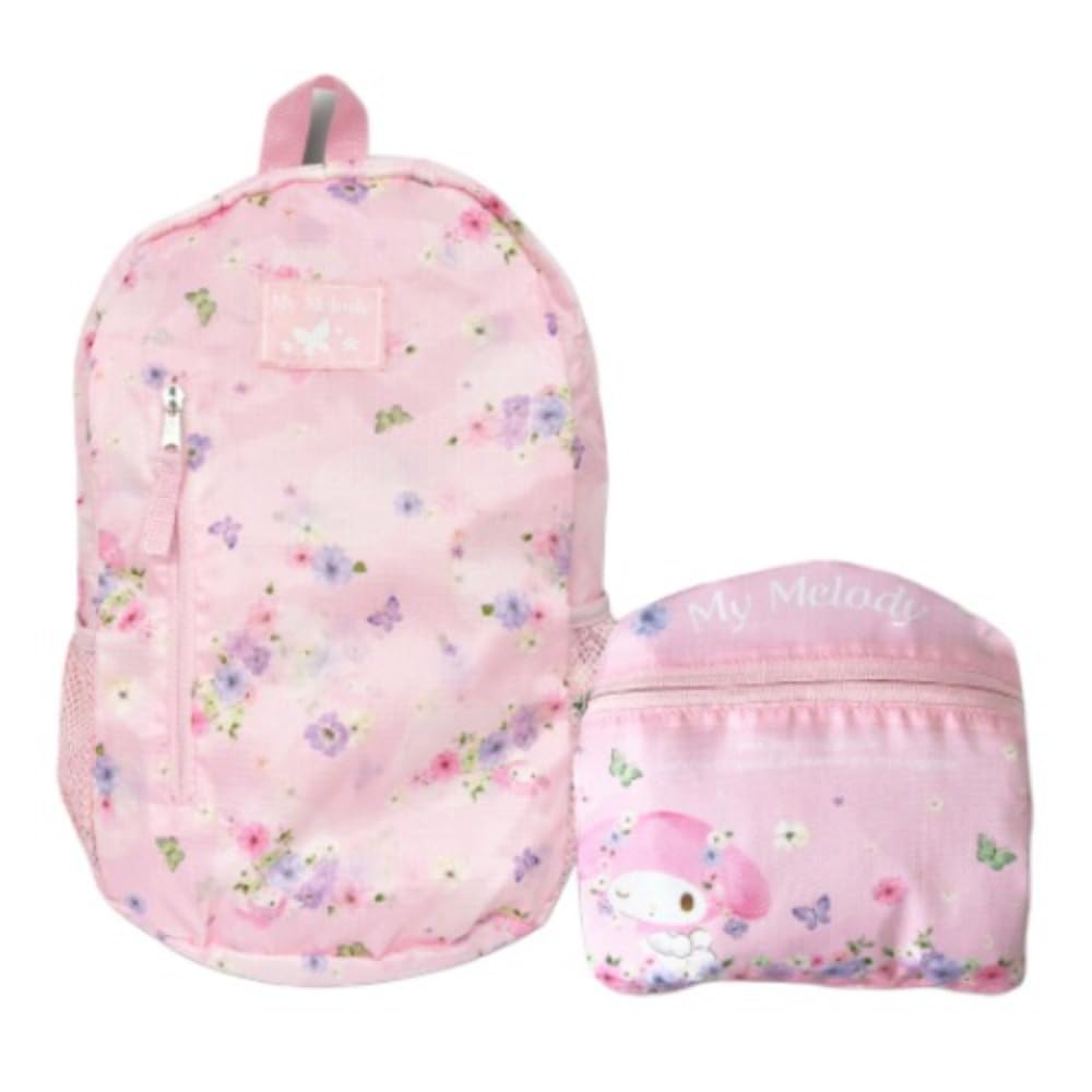 Hatayama Shoji Folding Backpack, Watercolor Flowers, My Melody, H38 X W28 X D13cm, Product Number: 33202300