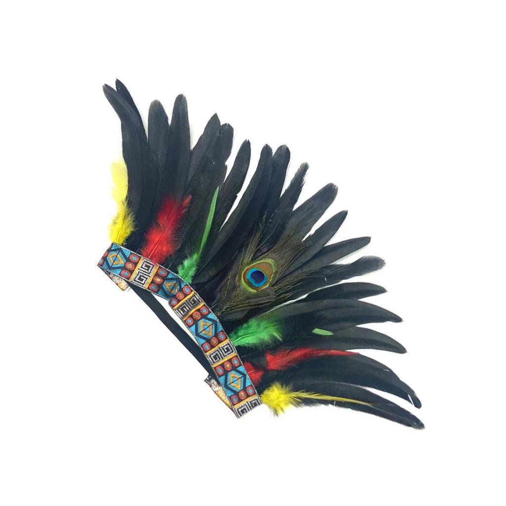 Native American Hairband Carnival Celebration Feathered Headband Adult Cosplay Hairhoop Ethnic Hairband for Theme Party