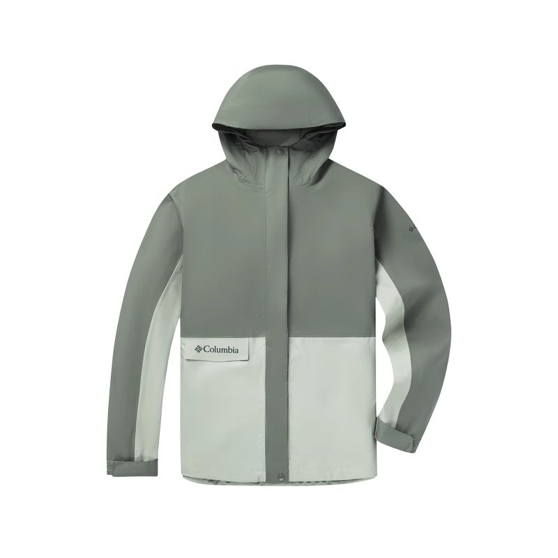 Columbia Туристическая куртка с капюшоном и молнией, color block, с длинным рукавом, для активного отдыха и скалолазания, женская, зеленая XR9429-316