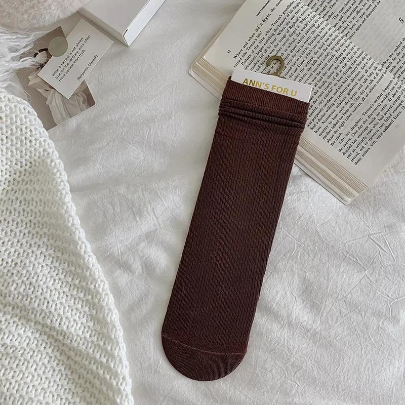 Однотонные носки женские хлопковые тонкие дышащие эластичные длинные носки корейский стиль повседневные уличные носки Харадзюку черные белые серые носки