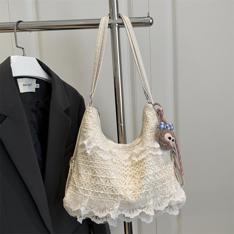Мода 2025 новая сумка-тоут летний отдых отпуск фея кружево сетка подмышечная плечевая сумка-сатчел женская сумка