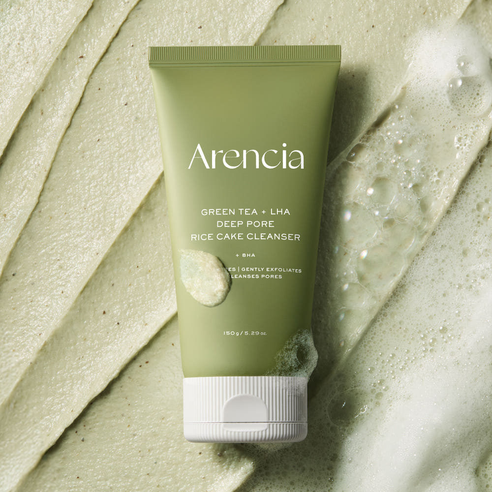 ARENCIA Green Tea LHA Deep Pore Cleanser 150g Blackhead Pore Sebum Exfoliating Rice Mochi Face Wash