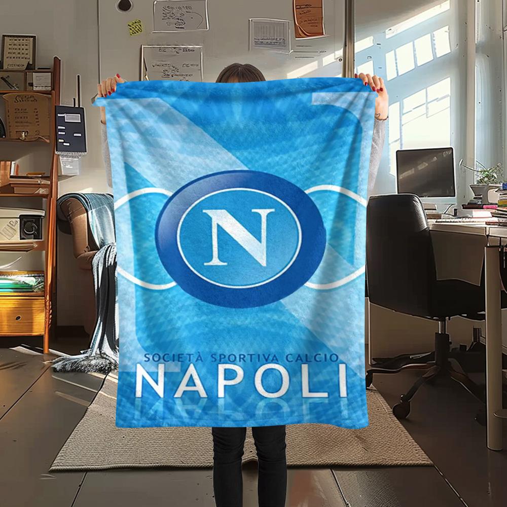 1Pc Napoli FC Print Flannel Blanket High Quality Warm Comfortable Cover for All Seasons Perfect for Gifts Home Decor