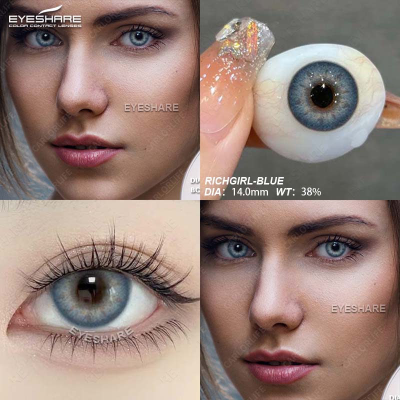 Eyeshare Цветные контактные линзы Темно-синие очковые линзы Коричнево-серые контактные линзы Темно-зеленые линзы Черно-серые линзы 1 пара