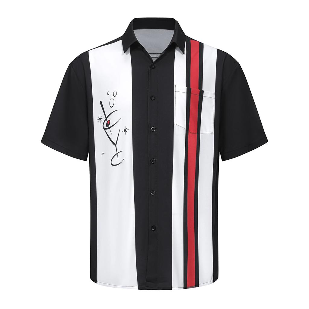 Hawaiian Shirt For Men, Men's Vintage Button Down Bowling Shirts Short Sleeve Summer Beach Shirt