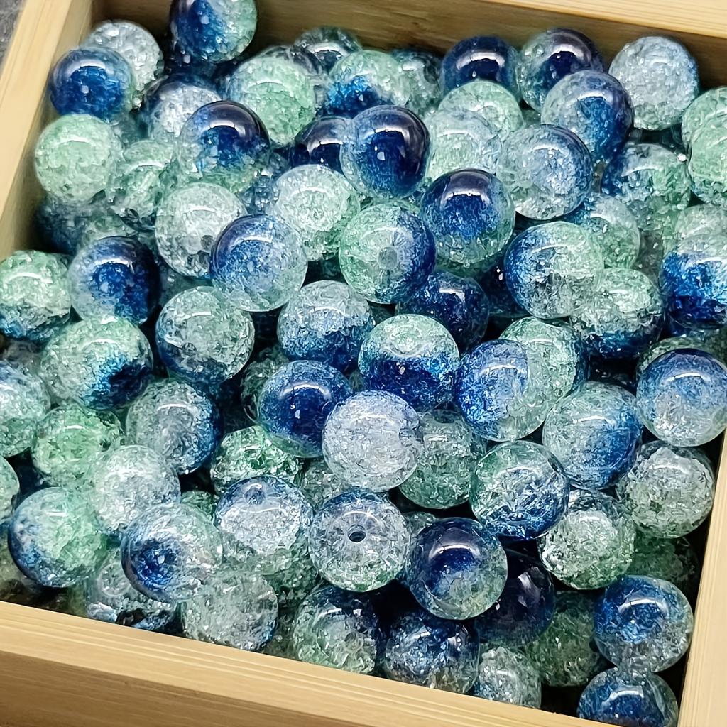 50 штук смешанных бусин из кракле-стекла - блестящие круглые хрустальные бусины 10 мм, подходят для изготовления украшений своими руками, браслетов, ожерелий, серег