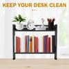 2 Tiers Clamp-on Desk Shelf No Drill Desk Organizer Rack Space Saving Adjustable Metal Computer Desktop Clamp High Load-Bearing