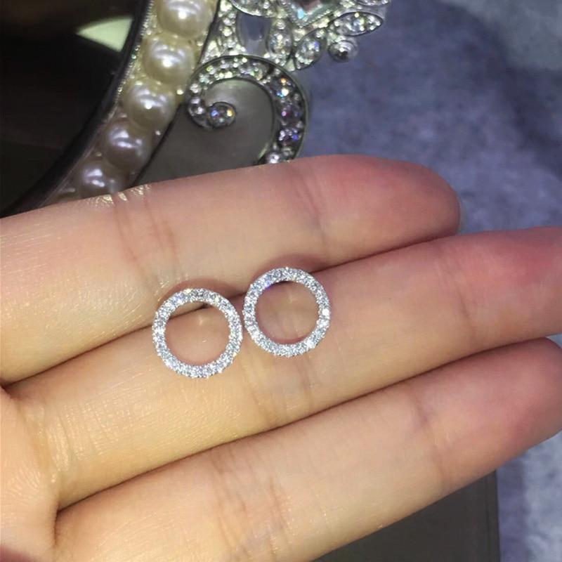 Delicate Small Circle Stud Earrings for Women Korean Fashion Earring Crystal Minimalist Jewelry Accessories