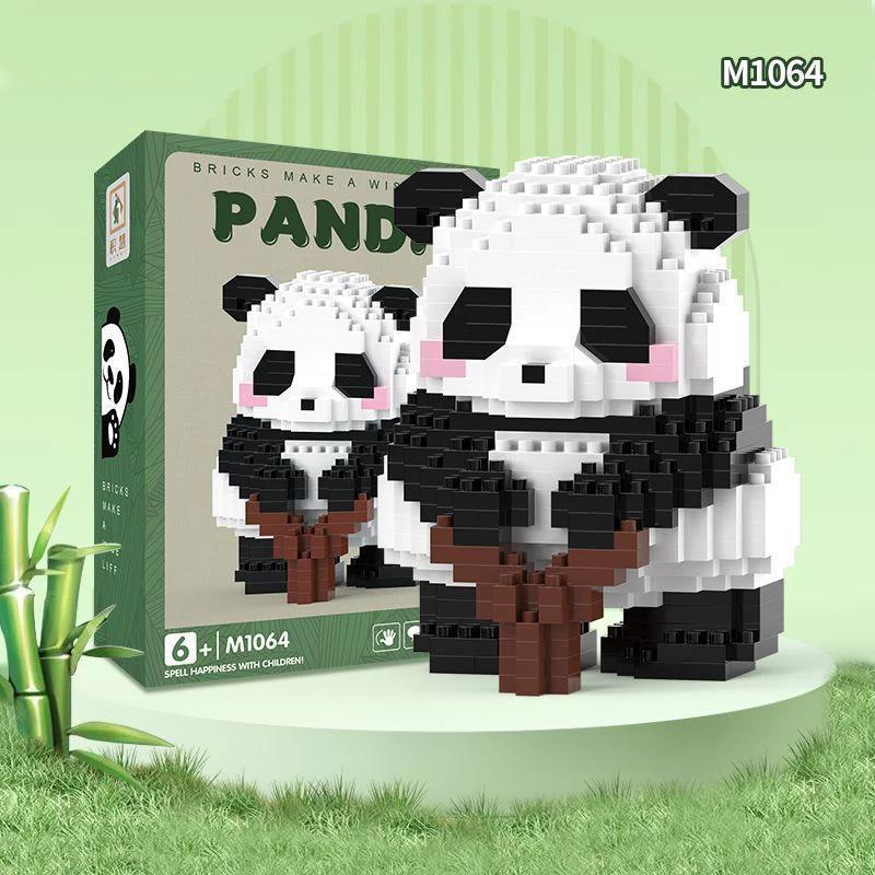 500PCS Creative Cute Mini Panda Building Blocks Micro Bricks Assemble Decoration Toy With Box Birthday Gift for Boys and Girls