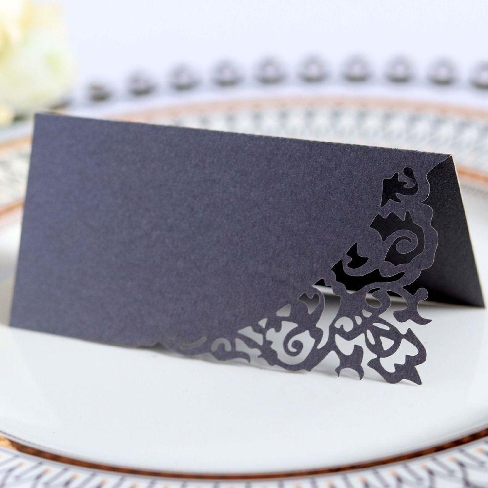 10 шт. Свадебные настольные карточки с лазерной резкой, пустые бумажные карточки с номером и именем, складные, элегантные карточки с номером места, для банкетных столов
