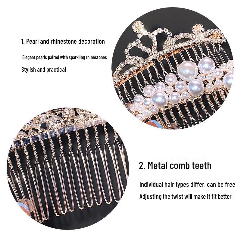 Нескользящий гребень для волос с кристаллами и жемчугом - Элегантный летний головной убор для женщин