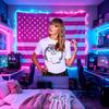 Американский флаг Женская певица Настенный гобелен Неоновая эстетика Полиэстер Настенное панно для игровой комнаты Общежития Спальни Домашний декор