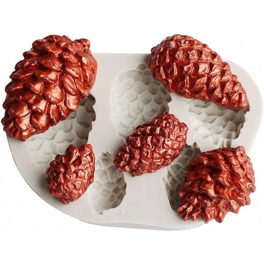 5-Cavity Pinecone Cake Fondant Mold, Pine Cone Silicone Chocolate Candy Mold Cake Cupcake Decorating Tools Sugar Craft Gum Paste Polymer Clay Mold
